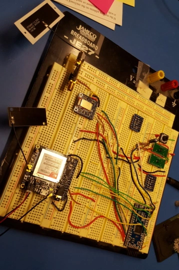 A breadboard electronics prototype