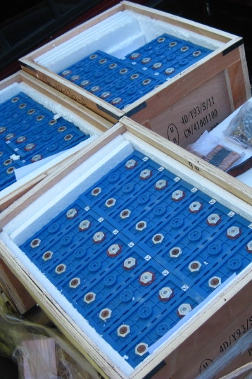 A shipment of blue EV batteries